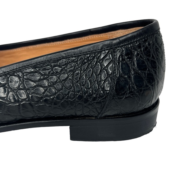 Zelli Italia Black Nic Roma Genuine Crocodile Leather Penny Loafers Size 12M - Picture 15 of 17